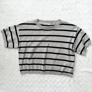 NWOT- ASTER Gray Black Striped Crop Top